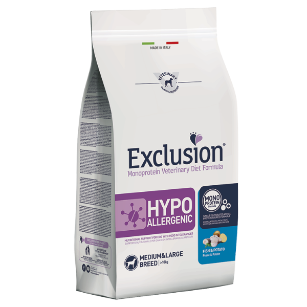 Exclusion Diet Hypoallergenic Medium/Large Breed Pesce e Patate - 2 kg