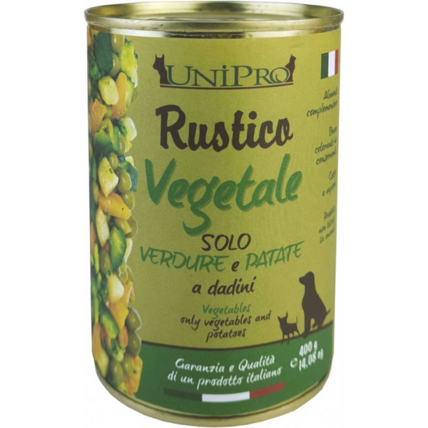 Unipro Rustico Dog Adult 400 gr - Vegetale con verdure e patate Confezione da 6 pezzi