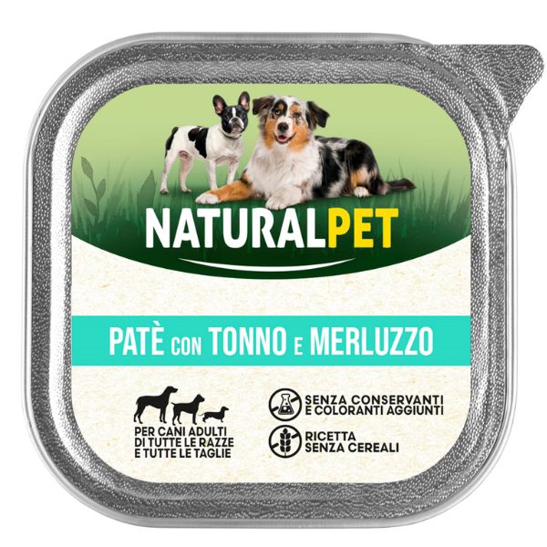 NaturalPet Dog Adult Patè Gluten Free 150 gr - Tonno e merluzzo Confezione da 6 pezzi