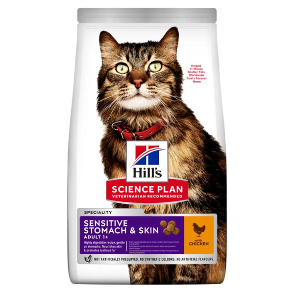 Hill's Science Plan Adult Sensitive Stomach & Skin Alimento per gatti con Pollo - 1,5 kg