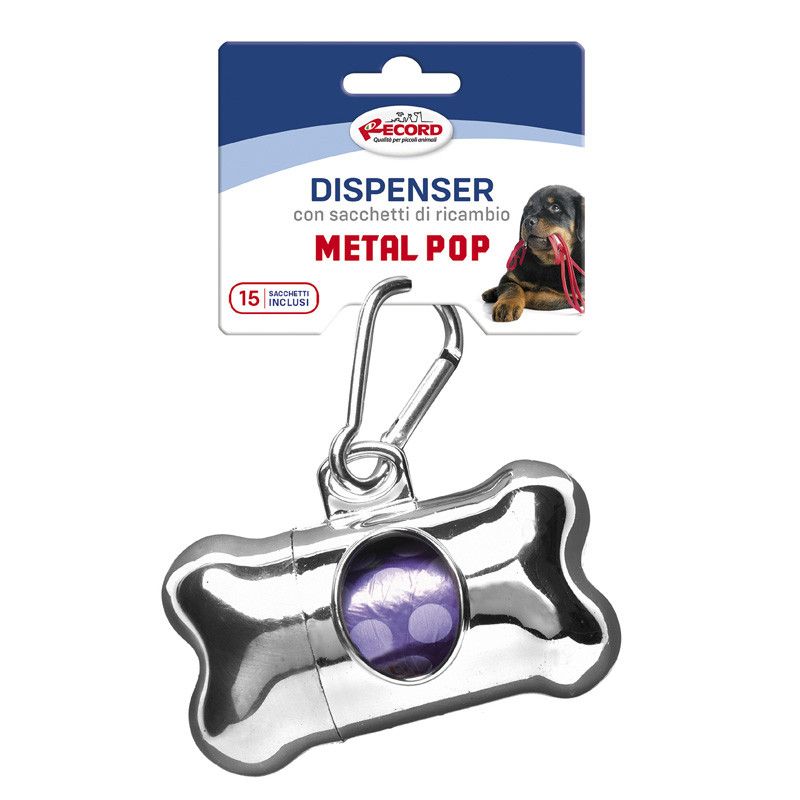 Dispenser porta sacchetti igienici per cani Metal Record - Metal pop