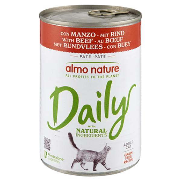 Image of Almo Nature Cat Daily 400 gr - Manzo - Confezione da 6 pezzi - Cibo umido per gatti - SPEDIZIONE GRATIS 1° ORDINE + scegli lo sconto BZR5 / BZR20010