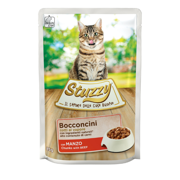 Stuzzy Cat Bocconcini cotti al vapore 85 gr - Manzo Confezione da 24 pezzi