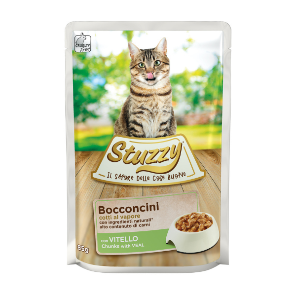 Stuzzy Cat Bocconcini cotti al vapore 85 gr - Vitello Confezione da 24 pezzi