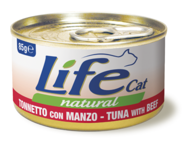 Life Cat Natural Lattine 85 gr - Tonno con Manzo Confezione da 24 pezzi