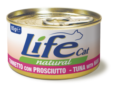 Life Cat Natural Lattine 85 gr - Tonno con Prosciutto Confezione da 24 pezzi