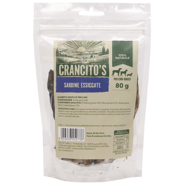 Crancito's Sardine essiccate snack per cani - 80 gr