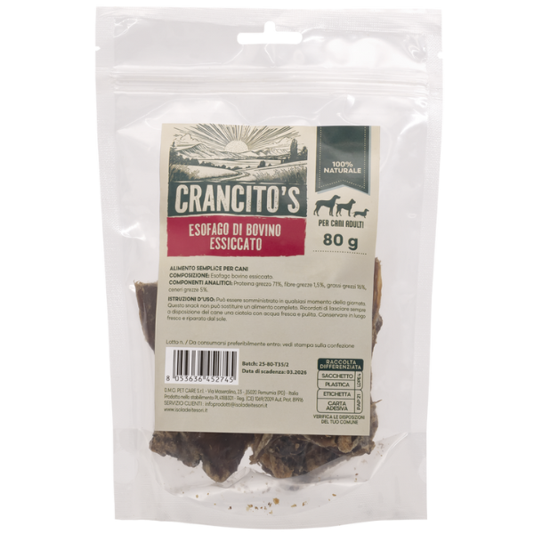 Crancito's snack naturale Dog Adult Esofago piatto - 80 gr