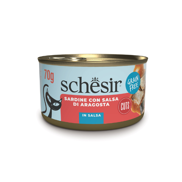 Schesir Sardine Filetti in salsa Cat Adult Grain Free 70 gr - Sardine con salsa di aragosta