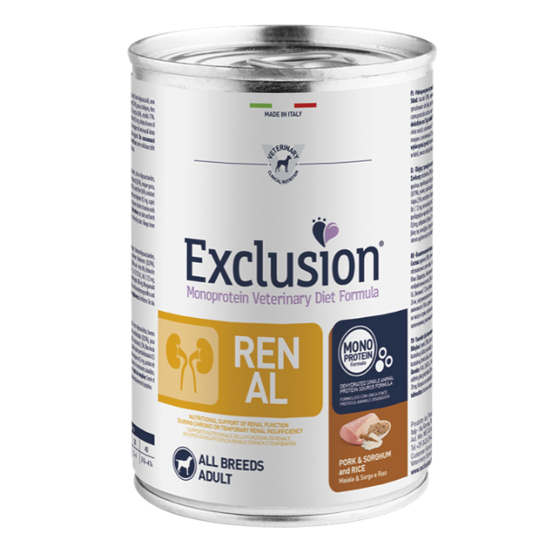 Exclusion Diet Renal All Breeds Adult Maiale Sorgo e Riso - 200 gr Confezione da 6 pezzi