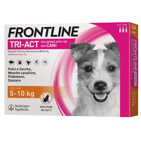 frontline tri-act spot-on per cani - 3 pipette per taglia piccola (5-10 kg) uomo
