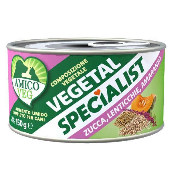 Amico Veg Specialist umido vegetale 150 gr - Zucchine, lenticchie e amaranto Confezione da 12 pezzi