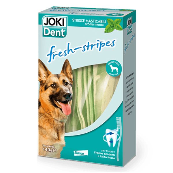 Joki Dent Fresh-stripes strisce masticabili contro la placca Elanco - Large 140 gr