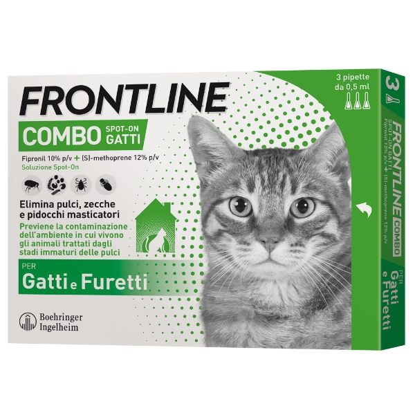 frontline combo spot-on per gatti - 3 pipette per gatti adulti uomo