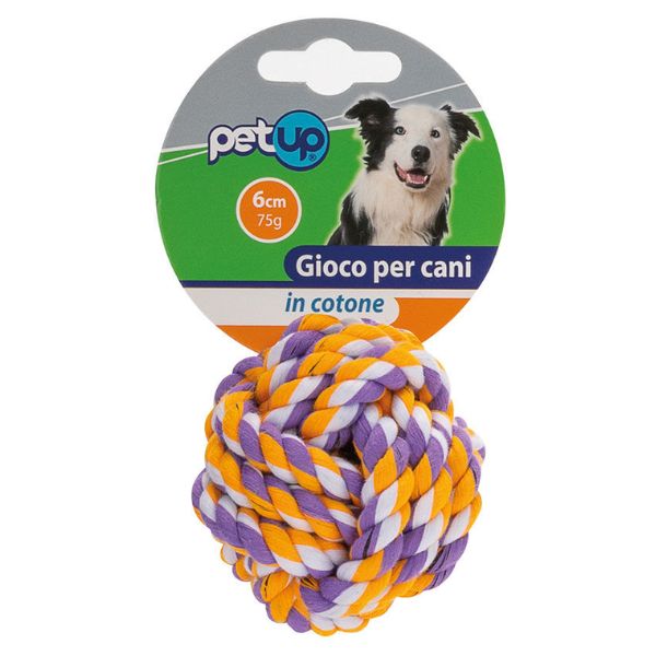 Palla grande per cani Cotonosso intrecciata PetUp - arancione e verde - diametro 6 cm