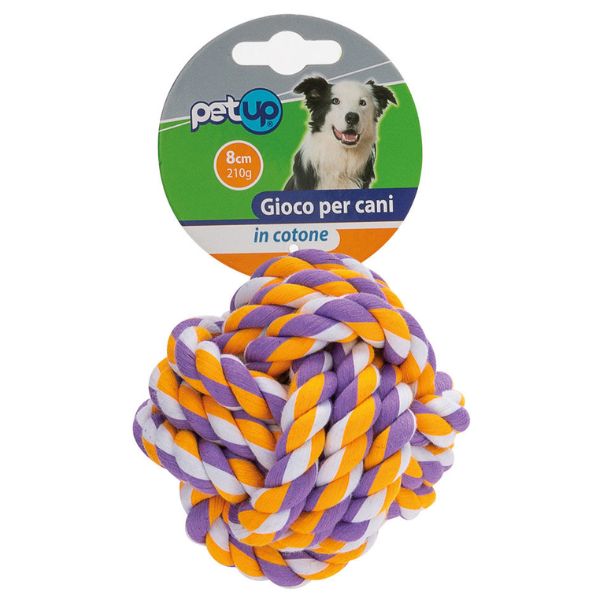 Palla grande per cani Cotonosso intrecciata PetUp - arancione e verde - diametro 8,5 cm