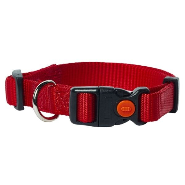 Collare in nylon regolabile a sgancio PetUp - rosso - 30-40 cm x 1,8h cm