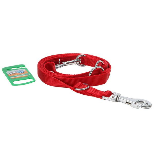 Image of Guinzaglio Doppio da addestramento in nylon PetUp - rosso - lunghezza massima 2 metri x fettuccia 1,8 cm - SPEDIZIONE GRATIS 1° ORDINE + scegli lo sconto BZR5 / BZR20010