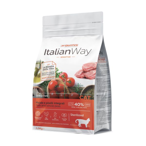 ItalianWay Cat Sterilized Maiale e piselli - 1,5 Kg