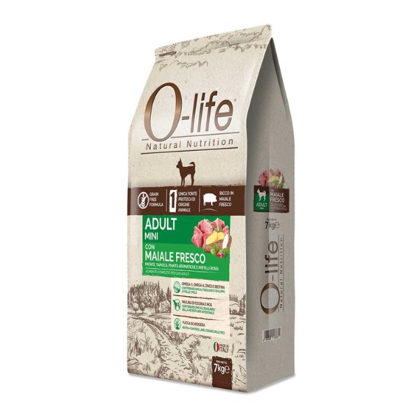 O-life Dog Grain Free Adult Mini Maiale fresco e Patate - 7 Kg