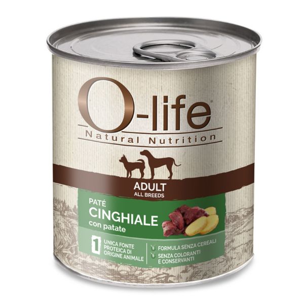 Image of O-life Adult Grain Free Patè monoproteico 400 gr - Cinghiale con patate - Umido Monoproteico Cane - SPEDIZIONE GRATIS 1° ORDINE + scegli lo sconto BZR5 / BZR20010