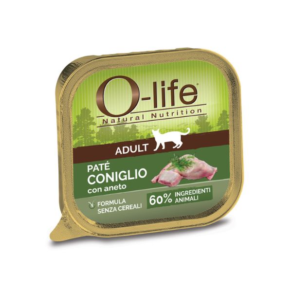 O-life Cat Adult Grain Free Patè 85 gr - Coniglio con aneto Confezione da 6 pezzi