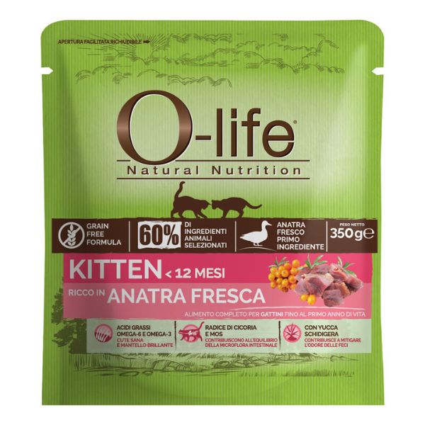 Image of O-life Kitten Grain Free Anatra fresca - 350 gr - Cibo monoproteico gatto - SPEDIZIONE GRATIS 1° ORDINE + scegli lo sconto BZR5 / BZR20010