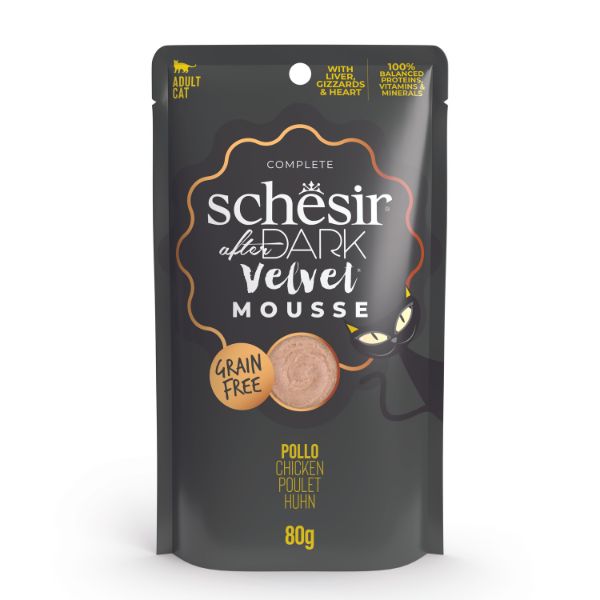 Schesir After Dark Cat Velvet Mousse Grain Free 80 g - Pollo Confezione da 12 pezzi