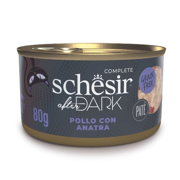 Schesir After Dark Cat Patè Grain Free 80 g - Pollo con anatra Confezione da 12 pezzi