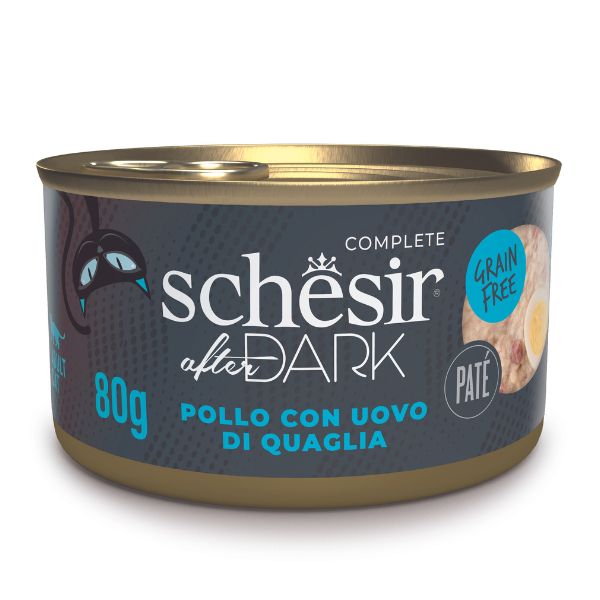 Schesir After Dark Cat Patè Grain Free 80 g - Pollo con uovo di quaglia Confezione da 12 pezzi