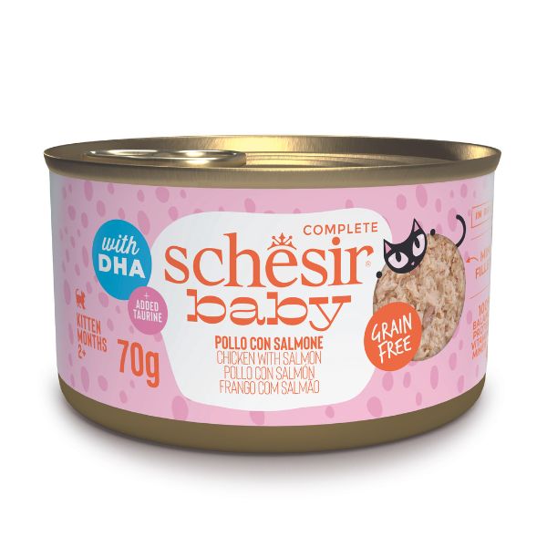 Schesir Baby Cat Mousse Grain Free 70 g - Salmone e pollo Confezione da 12 pezzi