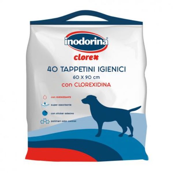 Inodorina Tappetini assorbenti igienici per cani Clorex - 60x90 - 40 pezzi
