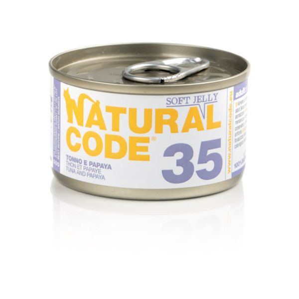 Image of Natural Code acqua di cottura Soft Jelly 85 g - 35 - Tonno e Papaya - Confezione da 24 pezzi - Cibo umido per gatti - SPEDIZIONE GRATIS 1° ORDINE + scegli lo sconto BZR5 / BZR20010