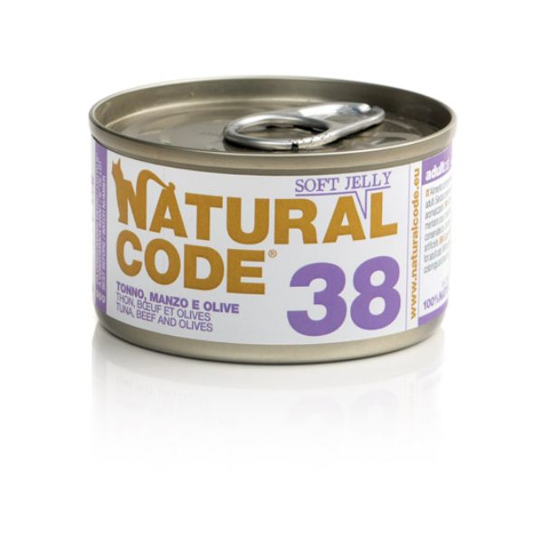 Natural Code acqua di cottura Soft Jelly 85 g - 38 - Tonno, Manzo e Olive Confezione da 24 pezzi