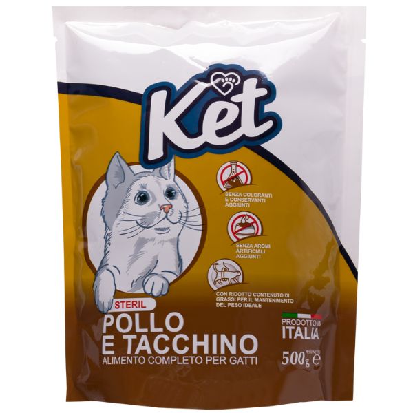 Image of Ket Cat Sterilised pollo e tacchino - 500 gr - SPEDIZIONE GRATIS 1° ORDINE + scegli lo sconto BZR5 / BZR20010