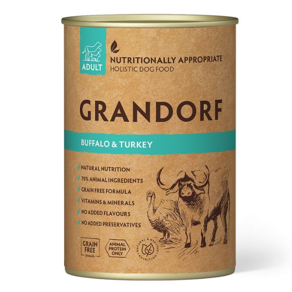 Grandorf Dog Adult All Breeds 400 gr - Bufalo e tacchino