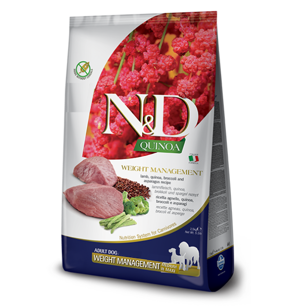 Farmina N&D Quinoa Canine Weight Management Adult Medium/Maxi Agnello - 7 kg - Croccantini per cani