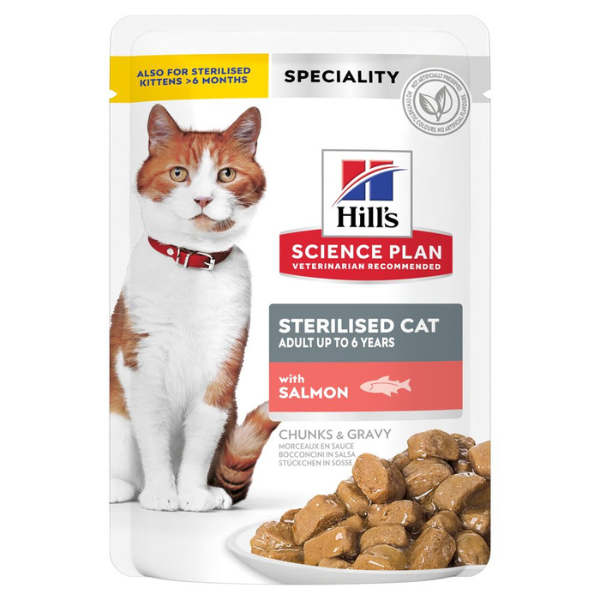 Hill's Science Plan Adult up to 6 years Sterilised Cat 85 gr - con Salmone Confezione da 12 pezzi