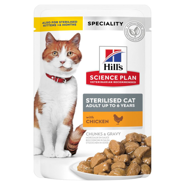 Hill's Science Plan Adult up to 6 years Sterilised Cat 85 gr - con Pollo Confezione da 12 pezzi