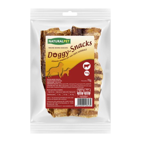 NaturalPet Doggy Snacks per cani Trachea Bovina essiccata - 70 gr