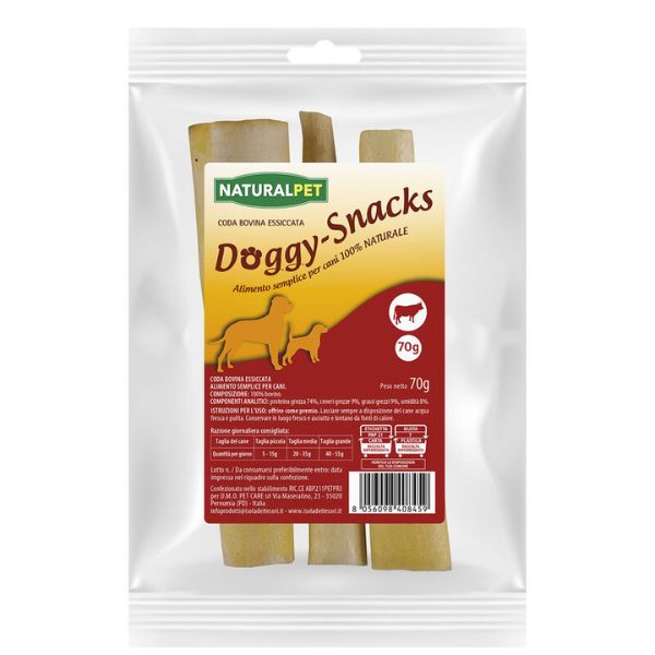 NaturalPet Doggy Snacks per cani Coda di Bovina essiccata - 70 gr