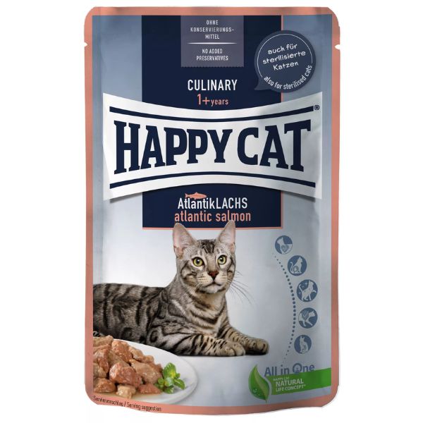 Happy Cat Adult Culinary bocconi in salsa 85 gr - Salmone Confezione da 24 pezzi