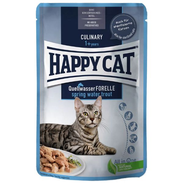 Happy Cat Adult Culinary bocconi in salsa 85 gr - Trota Confezione da 24 pezzi