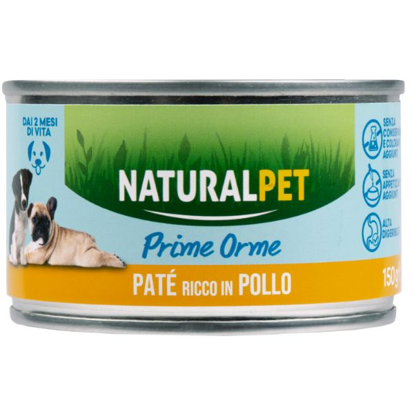 NaturalPet Prime Orme Dog Puppy Patè 150 gr - Pollo Confezione da 6 pezzi