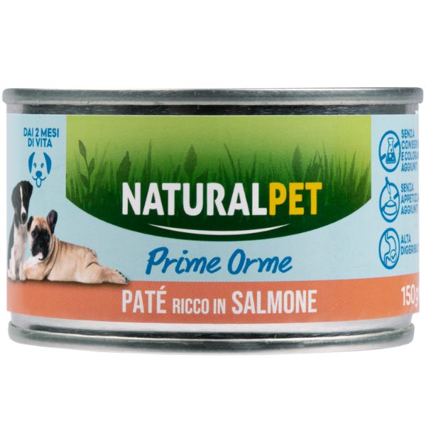 Image of NaturalPet Prime Orme Dog Puppy Patè 150 gr - Salmone - Confezione da 6 pezzi - SPEDIZIONE GRATIS 1° ORDINE + scegli lo sconto BZR5 / BZR20010