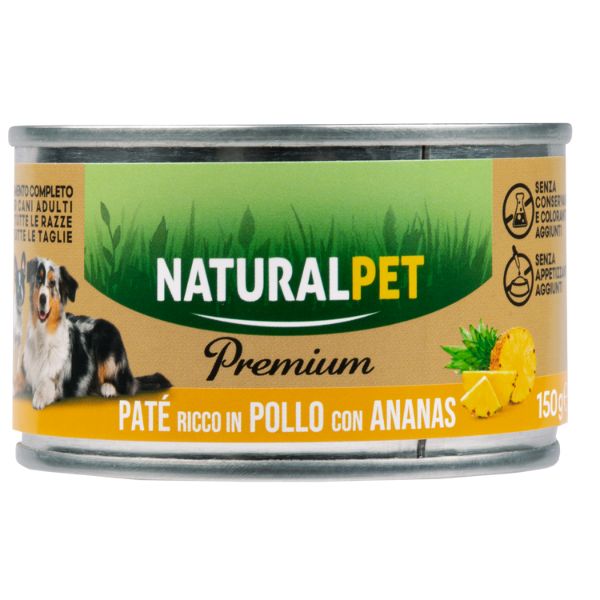 NaturalPet Premium Dog Adult Patè 150 gr - Pollo con ananas Confezione da 6 pezzi