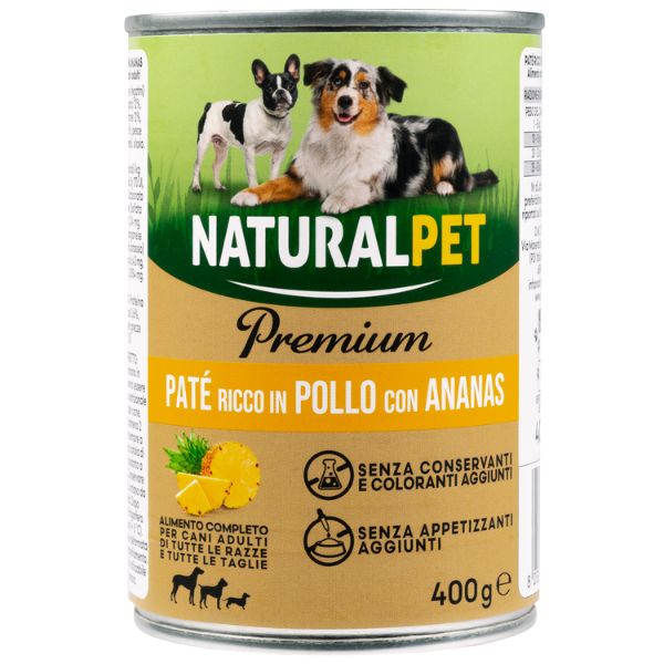 NaturalPet Premium Dog Adult Patè 400 gr - Pollo con ananas