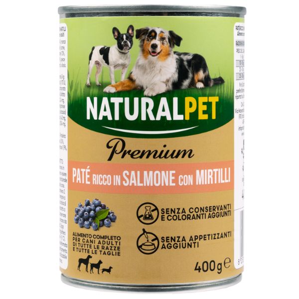 NaturalPet Premium Dog Adult Patè 400 gr - Salmone con mirtilli