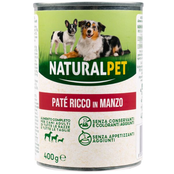 Image of NaturalPet Dog Adult Patè All Breeds 400 gr - Manzo - SPEDIZIONE GRATIS 1° ORDINE + scegli lo sconto BZR5 / BZR20010