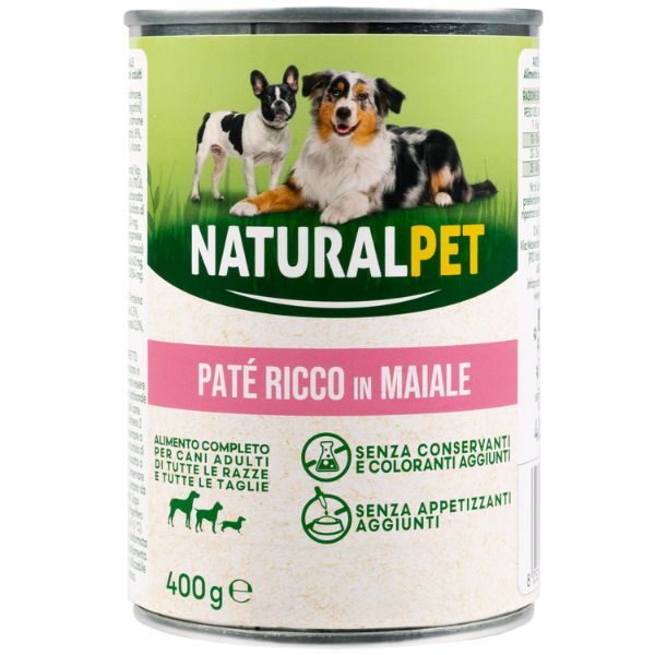 Image of NaturalPet Dog Adult Patè All Breeds 400 gr - Maiale - SPEDIZIONE GRATIS 1° ORDINE + scegli lo sconto BZR5 / BZR20010